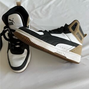 Puma Black, White and Tan Sneakers